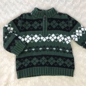 Janie and Jack Pullover Sweater Green White Black